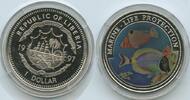 Liberia 1 Dollar G0370 -Fische Marine Life Protection Multicolor Farbmünze -