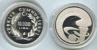Türkei Republik 10000 Lira Silber GS346 - Sommer Olympiade Seoul Proof Turkey -