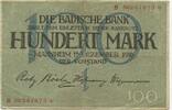 Deutsches Reich Baden 100 Mark 1918 GB350 - Paper Money Badische Bank Mannheim Gebrauchte Erhaltung