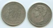 Spanien Königreich 5 Pesetas Silber G0296 - Alfonso XII. 1874-1885 Spain España -