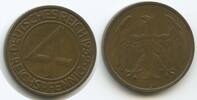 Deutsches Reich Weimar 4 Reichspfennig G10170 - RAR Brüningtaler Germany -