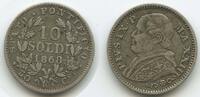 Vatikan Italien-Kirchenstaat 10 Soldi Silber 1868-XXII R G1547 - Roma Pius IX. 1846-1878 VF-EF