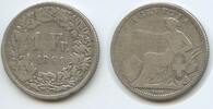 Schweiz Eidgenossenschaft 1 Franken Silber H0663 - RAR Seated Federal State Switzerland Suisse Confoederation Helvetia -