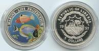 Liberia 5 Dollars Silber G0473 - Fische Marine Life Protection Multicolor Farbmünze -
