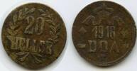 Deutsch Ostafrika DOA 20 Heller G3659 - Tabora Emergency Coinage Wilhelm II. German East Africa -