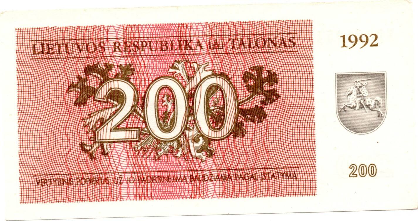 Lituanie - Lithuania 200 Talonas 1992 EF+ | MA-Shops