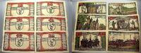 Deutsche Serienscheine 25 + 50 + 75 Pfennig + 1 + 1,50 + 2 Mark Damme 1918-1922. -