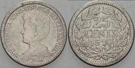Niederlande-Königreich 25 Cent Wilhelmina I. 1890-1948. -
