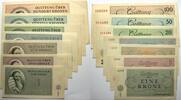 Banknoten nach Rosenberg Set von 1,2,5,10,20,50 und 100 Kronen THERESIENSTADT -
