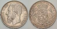 Belgien-Königreich 5 Francs Leopold II 1865-1909. -