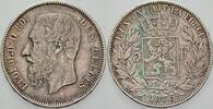 Belgien-Königreich 5 Francs Leopold II 1865-1909. -