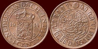1 Cent NEDERLAND (NETHERLANDS,KINGDOM) - NEDERLANDS OOST-INDIË (DUTCH EAST INDIES) - WILHELMINA, 1890-1948 - 1914, Utrecht -