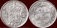 ¼ Gulden NEDERLAND (NETHERLANDS, KINGDOM) - NEDERLANDS OOST-INDIË (DUTCH EAST INDIES) - WILHELMINA, 1890-1948 - 1938, Utrecht -