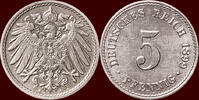  5 Pfennig 1899 A GERMANY - DEUTSCHES REICH - WILHELM II, 1888-1918 -  1... 6,00 EUR  Excl. 8,50 EUR Verzending