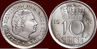 Koninkrijk der Nederlanden NEDERLAND (NETHERLANDS, KINGDOM) - JULIANA, 1948-1980 - 10 Cent 1964 PP