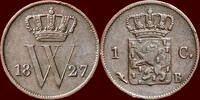 Koninkrijk der Nederlanden 1 Cent NEDERLAND (NETHERLANDS, KINGDOM) - WILLEM I, 1815-1840 - 1827, Brussel -
