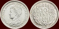 Koninkrijk der Nederlanden 10 Cents NEDERLAND (NETHERLANDS, KINGDOM) - WILHELMINA, 1890-1948 - -