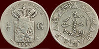¼ Gulden NEDERLAND (NETHERLANDS, KINGDOM) - NEDERLANDS OOST-INDIË (DUTCH EAST INDIES) - WILLEM III, 1849-1890 - 1854, Utrecht -