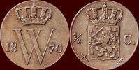 Koninkrijk der Nederlanden ½ Cent NEDERLAND (NETHERLANDS, KINGDOM) - WILLEM III,1849-1890 - -