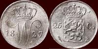 Koninkrijk der Nederlanden 25 Cents NEDERLAND (NETHERLANDS, KINGDOM) - WILLEM I, 1815-1840 - 1827, Brussel -
