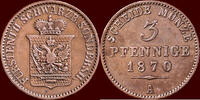 3 Pfennige GERMANY - SCHWARZBURG-SONDERSHAUSEN - GÜNTHER FRIEDRICH CARL II, 1835-1880 - 1870A, Berlin -