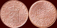 ½ Cent NEDERLAND (NETHERLANDS, KINGDOM) - NEDERLANDS OOST-INDIË (DUTCH EAST INDIES) - WILHELMINA, 1890-1948 - 1914, Utrecht -