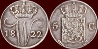 Koninkrijk der Nederlanden 5 Cents NEDERLAND (NETHERLANDS, KINGDOM) - WILLEM I, 1815-1840 - 1822, Utrecht -