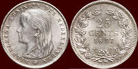 Koninkrijk der Nederlanden 25 Cents NEDERLAND (NETHERLANDS, KINGDOM) - WILHELMINA, 1890-1948 - -