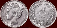 Koninkrijk der Nederlanden 25 Cents NEDERLAND (NETHERLANDS, KINGDOM) - WILHELMINA, 1890-1948 - -