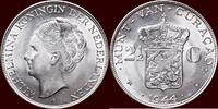 2 ½ Gulden NEDERLAND (NETHERLANDS, KINGDOM) - NEDERLANDS WEST-INDIË (DUTCH WEST INDIES) - CURACAO - WILHELMINA, 1890-1948 - 1944 D, Denve -