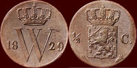 Koninkrijk der Nederlanden 1/2 Cent NEDERLAND (NETHERLANDS, KINGDOM) - WILLEM I, 1815-1840 - 1829, Utrecht -