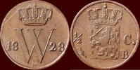 Koninkrijk der Nederlanden ½ Cent NEDERLAND (NETHERLANDS, KINGDOM) - WILLEM I, 1815-1840 - 1828, Brussel -