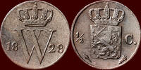 Koninkrijk der Nederlanden ½ Cent NEDERLAND (NETHERLANDS, KINGDOM) - WILLEM I, 1815-1840 - 1828, Utrecht -