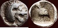 AR 1/96 Stater CARIA - MYLASA - or tetartemorion, circa 450-400 BC -