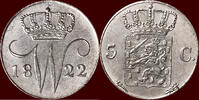 Koninkrijk der Nederlanden 5 Cents NEDERLAND (NETHERLANDS, KINGDOM) - WILLEM I, 1815-1840 - 1822, Utrecht -