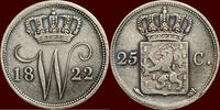 Koninkrijk der Nederlanden 25 Cents NEDERLAND (NETHERLANDS, KINGDOM) - WILLEM I, 1815-1840 - 1822, Utrecht -