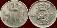 Koninkrijk der Nederlanden 25 Cents NEDERLAND (NETHERLANDS, KINGDOM) - WILLEM I, 1815-1840 - 1825, Utrecht -