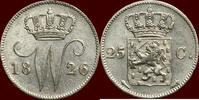 Koninkrijk der Nederlanden 25 Cents NEDERLAND (NETHERLANDS, KINGDOM) - WILLEM I, 1815-1840 - 1826, Utrecht -