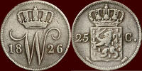 Koninkrijk der Nederlanden 25 Cents NEDERLAND (NETHERLANDS, KINGDOM) - WILLEM I, 1815-1840 - 1826, Utrecht -