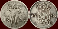 Koninkrijk der Nederlanden 25 Cents NEDERLAND (NETHERLANDS, KINGDOM) - WILLEM I, 1815-1840 - 1827, Brussel -