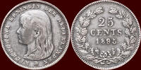 Koninkrijk der Nederlanden 25 Cents NEDERLAND (NETHERLANDS, KINGDOM) - WILHELMINA, 1890-1948 - -