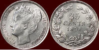 Koninkrijk der Nederlanden 25 Cents NEDERLAND (NETHERLANDS, KINGDOM) - WILHELMINA, 1890-1948 - -