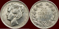 Koninkrijk der Nederlanden 25 Cents NEDERLAND (NETHERLANDS, KINGDOM) - WILHELMINA, 1890-1948 - 1901 -