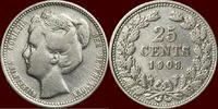Koninkrijk der Nederlanden 25 Cents NEDERLAND (NETHERLANDS, KINGDOM) - WILHELMINA, 1890-1948 - -