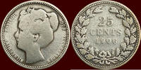 Koninkrijk der Nederlanden 25 Cents NEDERLAND (NETHERLANDS, KINGDOM) - WILHELMINA, 1890-1948 - -