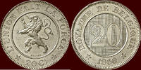 20 Centimes BELGIUM - KINGDOM - LEOPOLD I, - 1860 - silver pattern -