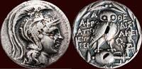 AR Tetradrachm ATTIKA, ATHENE - APHRODISIOS, APOLEXI(..) & EUMAREI(..), magistrates - 123-122 BC -