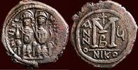 AE Follis BYZANTINE EMPIRE - JUSTINUS (JUSTIN II), 565-578 - of 40 nummi, Nikomedia, year 6 -
