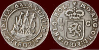1/8 Scheepjesgulden NOORDELIJKE NEDERLANDEN (NETHERLANDS) - BATAAFSE REPUBLIEK, 1795-1806 - NEDERLANDS OOST-INDIË (DUTCH EAST INDIES) - 1802, Enkh -