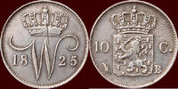 Koninkrijk der Nederlanden 10 Cents NEDERLAND (NETHERLANDS, KINGDOM) - WILLEM I, 1815-1840 - 1825, Brussel -